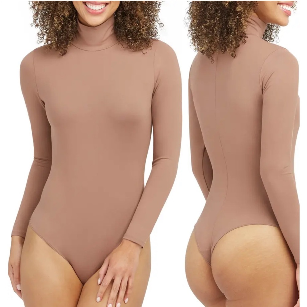 NWT Spanx Long-sleeve Mock Neck Bodysuit - Sz S
